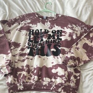 Tie-Dye Slogan Crewneck Sweatshirt - Maroon & Cream